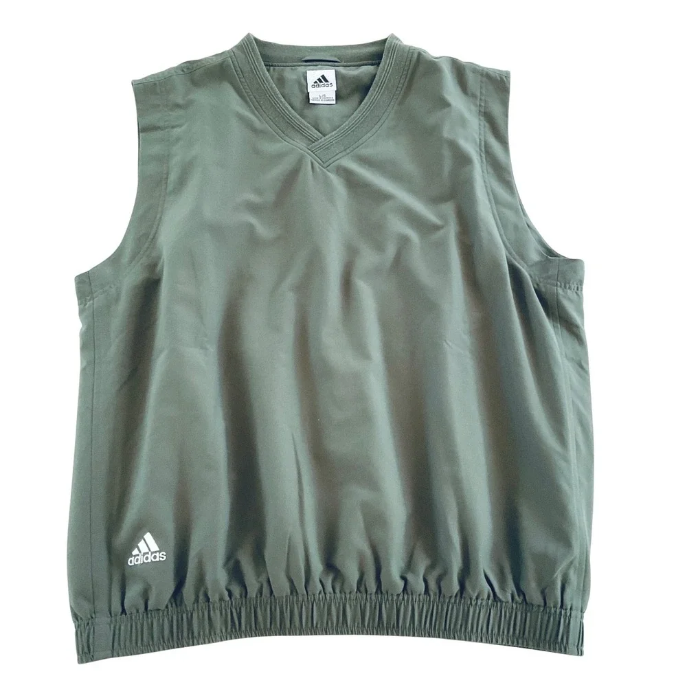Adidas men's vest ClimaShell wind golf AWV002 Y2K green mesh v neck‎ pullover L